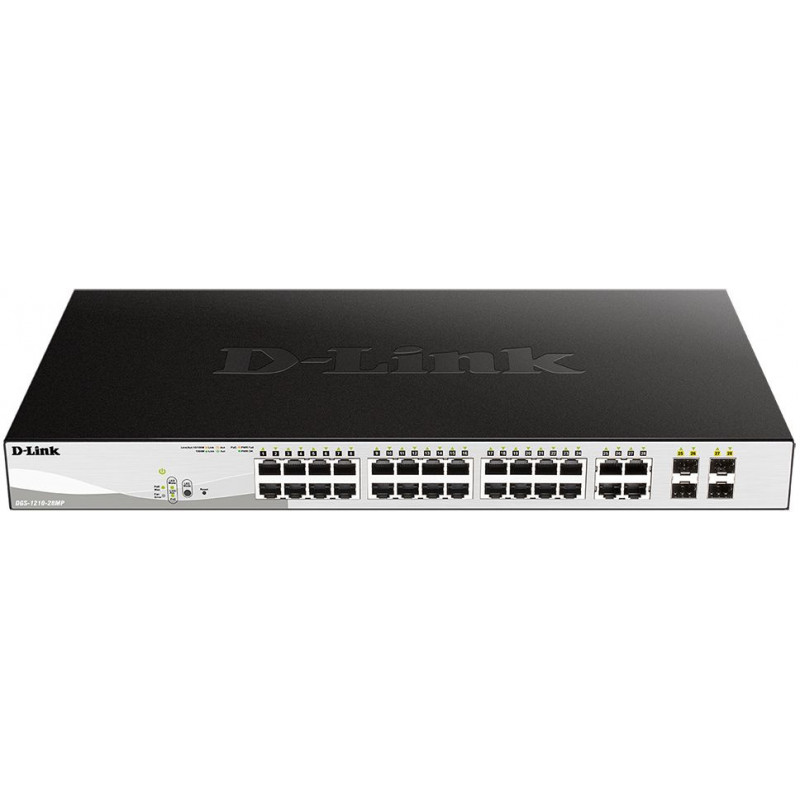 Коммутатор D-Link DGS-1210-28MP/FL1A (L2) 28x1Гбит/с 4xКомбо(1000BASE-T/SFP) 24PoE+ 370W управляемый Коммутатор D-Link DGS-1210-28MP/FL1A (L2) 28x1Гбит/с 4xКомбо(1000BASE-T/SFP) 24PoE+ 370W управляемый