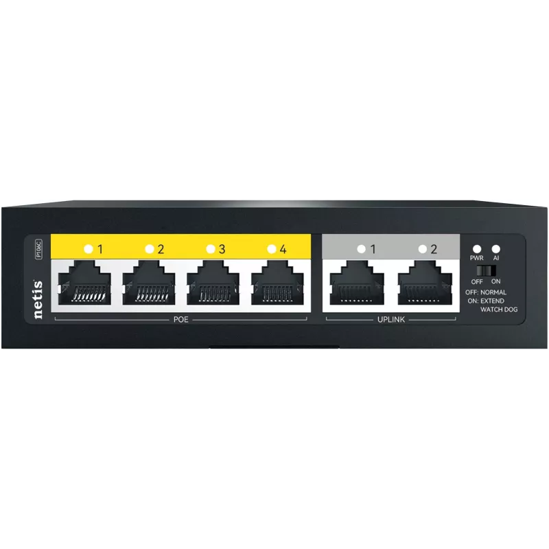 Коммутатор Netis P106C (L2) 6x100Мбит/с 4PoE 55W неуправляемый
