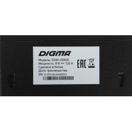 Коммутатор Digma DSW-208GE 8x1Гбит/с неуправляемый