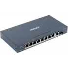 Коммутатор HiWatch DS-S1008GP (L2) 8x100Мбит/с 2x1Гбит/с 1SFP 8PoE 58W неуправляемый