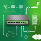 Коммутатор Digma DSP208G-2G-1S-T120 (L2) 10x1Гбит/с 1SFP 8PoE 8PoE+ 120W неуправляемый