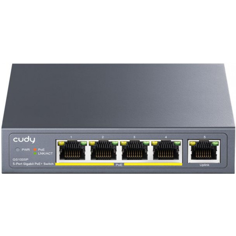 Коммутатор Cudy GS1005P (L2) 5x1Гбит/с 5PoE 60W неуправляемый Коммутатор Cudy GS1005P (L2) 5x1Гбит/с 5PoE 60W неуправляемый