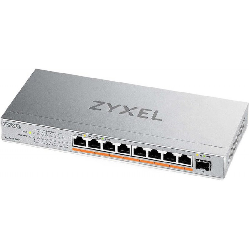 Коммутатор Zyxel XMG-108HP-EU0101F (L2) 8x2.5Гбит/с 1SFP+ 8PoE++ 100W неуправляемый