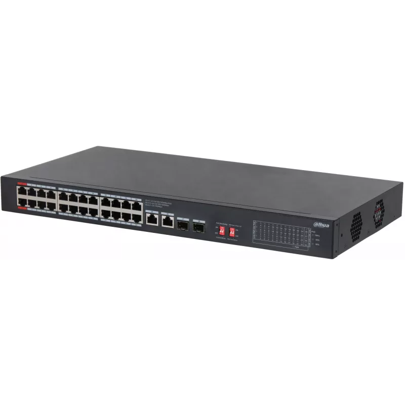 Коммутатор Dahua DH-S3228-24GT-240 (L2) 26x1Гбит/с 2xКомбо(1000BASE-T/SFP) 24PoE 240W неуправляемый