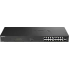 Коммутатор D-Link DGS-1018P DGS-1018P/B1A (L2) 16x1Гбит/с 2SFP 16PoE 240W неуправляемый