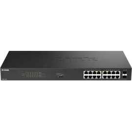 Коммутатор D-Link DGS-1018P DGS-1018P/B1A (L2) 16x1Гбит/с 2SFP 16PoE 240W неуправляемый