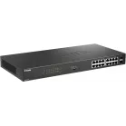 Коммутатор D-Link DGS-1018P DGS-1018P/B1A (L2) 16x1Гбит/с 2SFP 16PoE 240W неуправляемый
