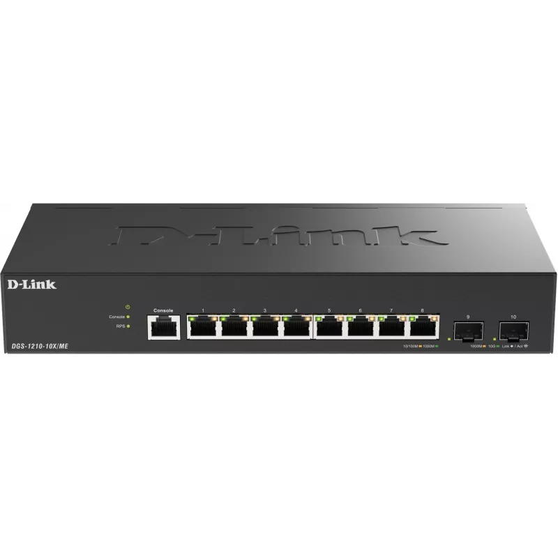 Коммутатор D-Link DGS-1210-10X/ME/C1A (L2) 8x1Гбит/с 2SFP+ управляемый