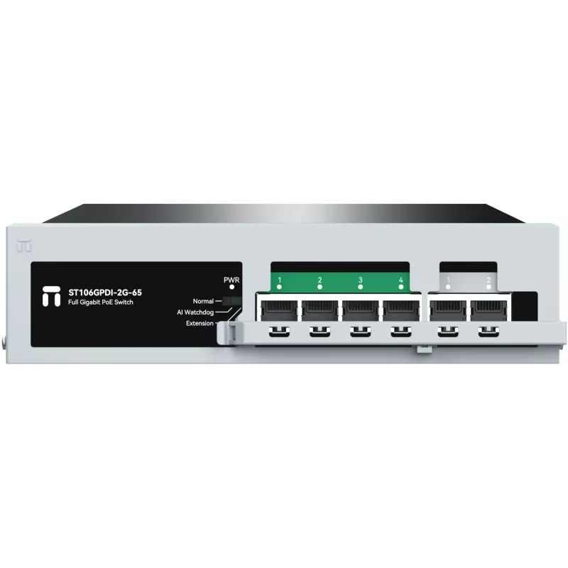 Коммутатор Netis ST106GPDI-2G-65 (L2) 6x1Гбит/с 1xКомбо(1000BASE-T/SFP) 4PoE+ 65W неуправляемый