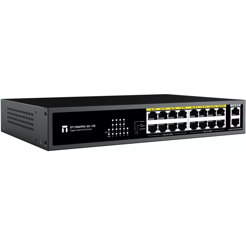 Коммутатор Netis ST118GHPDI-2G-130 (L2) 16x100Мбит/с 2x1Гбит/с 16PoE 130W неуправляемый