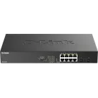 Коммутатор D-Link DGS-1010P/B1A (L2) 8x1Гбит/с 2SFP 8PoE 8PoE+ 125W неуправляемый