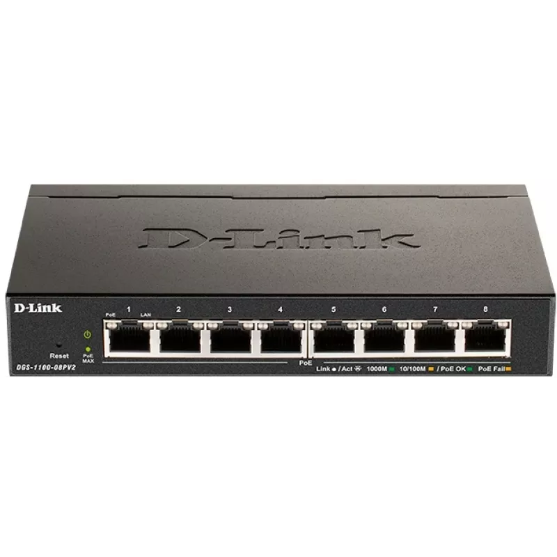 Коммутатор D-Link DGS-1100-08PV2/A4A (L2) 8x1Гбит/с 8PoE 64W настраиваемый