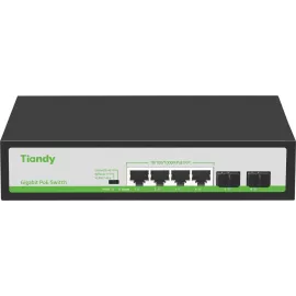Коммутатор Tiandy TC-P3S06 H/0402/AT/60/V2.0 (L2) 4x1Гбит/с 2SFP 4PoE 60W неуправляемый