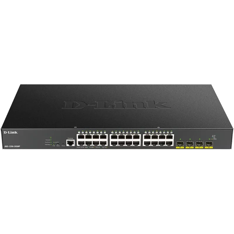 Коммутатор D-Link DGS-1250-28XMP/RU/A1A (L3) 24x1Гбит/с 4SFP+ 24PoE 370W управляемый