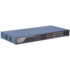 Коммутатор Hikvision DS-3E1318P-EI (L2) 16x100Мбит/с 2x1Гбит/с 2xКомбо(1000BASE-T/SFP) 16PoE 230W управляемый