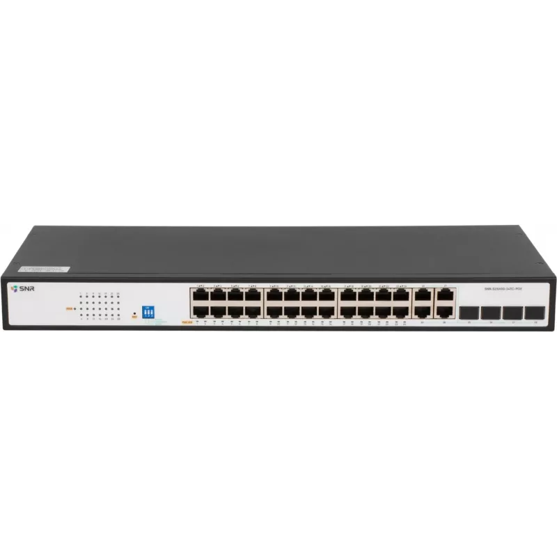 Коммутатор SNR SNR-S2300G-24TC-POE (L2) 24x1Гбит/с 4xКомбо(1000BASE-T/SFP) 24PoE 370W управляемый