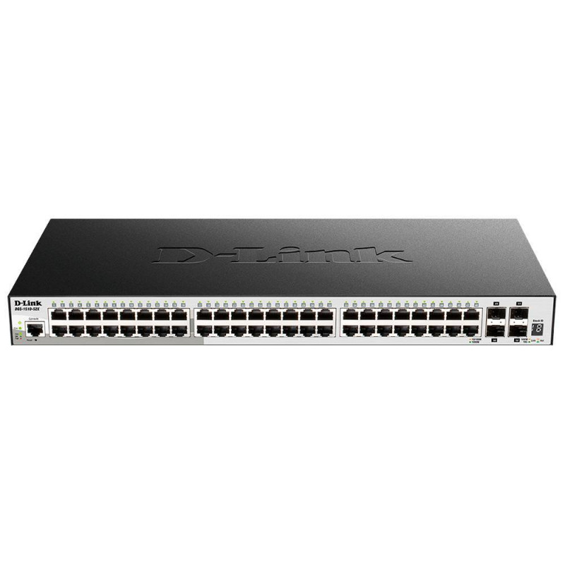 D-Link DGS-1510-52X/A2A Настраиваемый L2+ стекируемый коммутатор с 48 портами 10/100/1000Base-T и 4 портами 10GBase-X