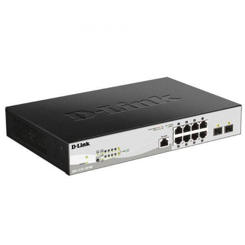 D-Link DGS-1210-10P/ME/B1A Управляемый L2 коммутатор с 8 портами 10/100/1000Base-T и 2 портами 1000Base-X SFP