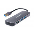 D-Link DUB-1325/A1A Концентратор с 2 портами USB 3.0, 1 портом USB Type-C, слотами для карт SD и microSD и разъемом USB