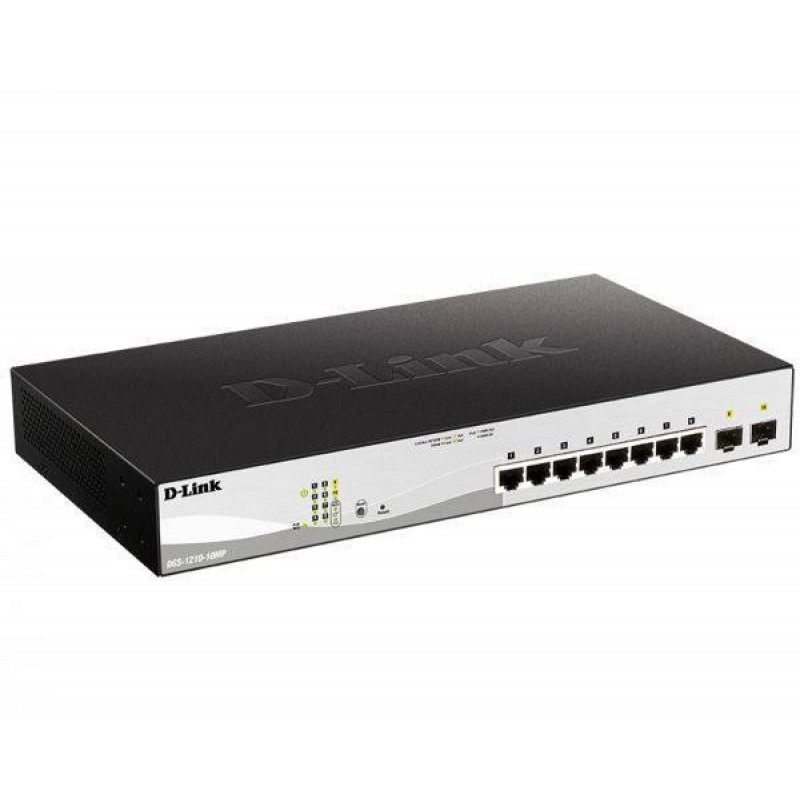 D-Link DGS-1210-10MP/FL2A Управляемый L2 коммутатор с 8 портами 10/100/1000Base-T и 2 портами 1000Base-X SFP