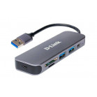 D-Link DUB-1325/A2A Концентратор с 2 портами USB 3.0, 1 портом USB Type-C, слотами для карт SD и microSD и разъемом USB 