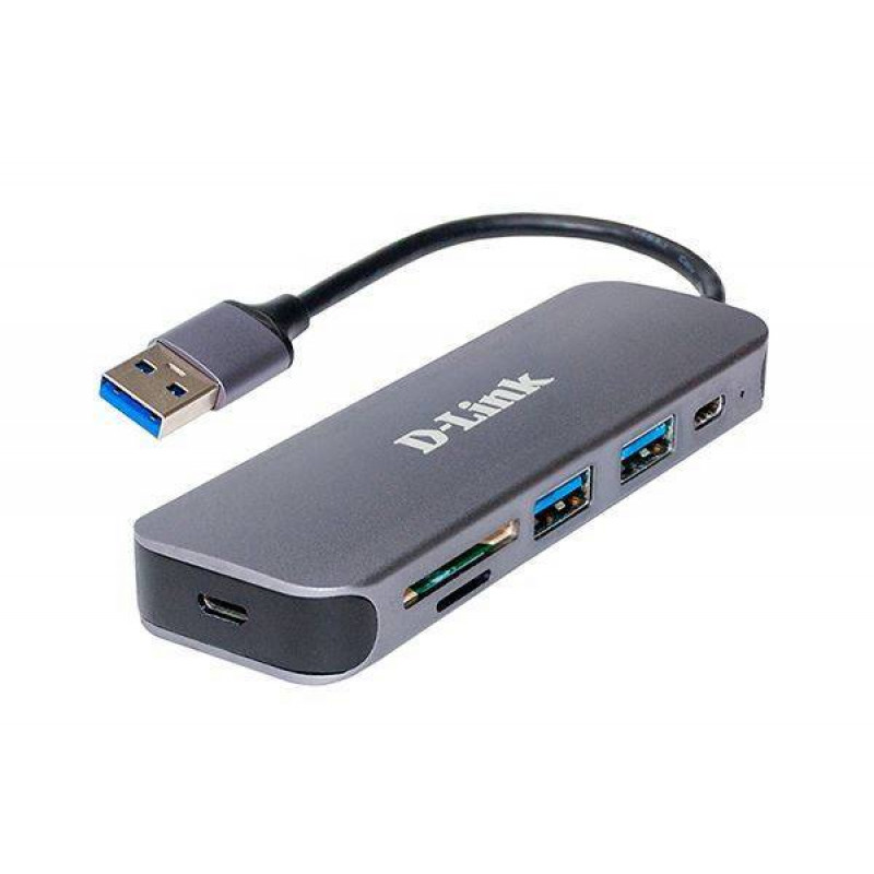 D-Link DUB-1325/A2A Концентратор с 2 портами USB 3.0, 1 портом USB Type-C, слотами для карт SD и microSD и разъемом USB 