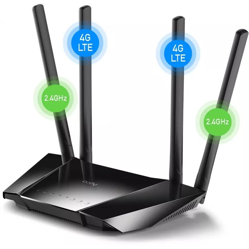 Роутер беспроводной Cudy LT400 N300 10/100BASE-TX/4G cat.4 черный