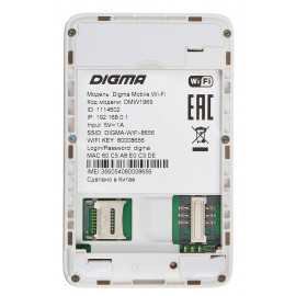 Модем 3G/4G Digma Mobile Wi-Fi DMW1969 micro USB Wi-Fi Firewall +Router внешний белый