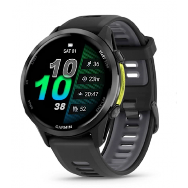 Смарт-часы Garmin Forerunner 970 черный, темно-серый DLC титановый безель, черный ремешок 47мм