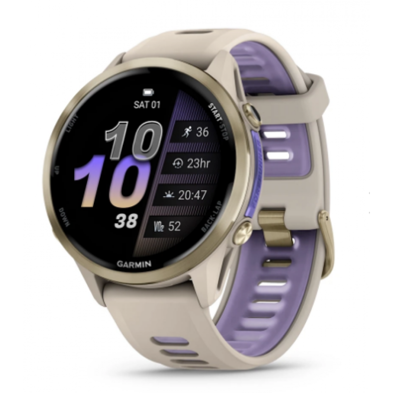 Смарт-часы Garmin Forerunner 970 золотистый титановый безель, серо-фиолетовый ремешок 47мм