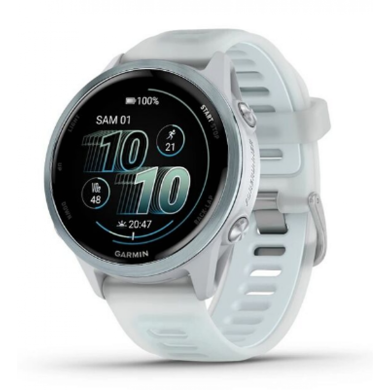 Смарт-часы Garmin Forerunner 570 белый, голубой безель, бело-голубой ремешок 42мм