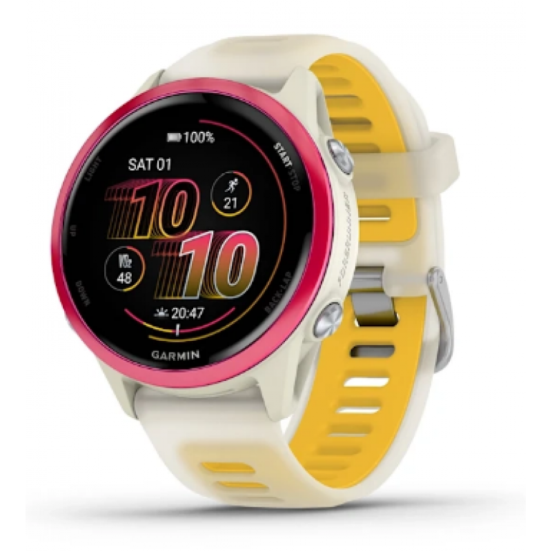 Смарт-часы Garmin Forerunner 570 слоновая кость, малиновый безель, ремешок манго 42мм