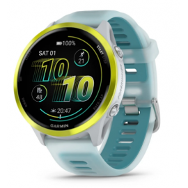 Смарт-часы Garmin Forerunner 570 белый, желтый безель, бирюзовый ремешок 47мм