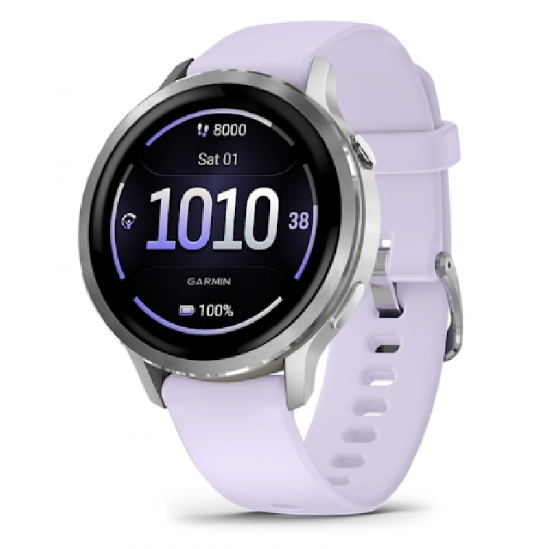 Смарт-часы Garmin Venu 4 серебристый, фиолетовый ремешок 41мм