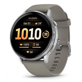 Смарт-часы Garmin Venu 4 серебристый, серый ремешок 45мм