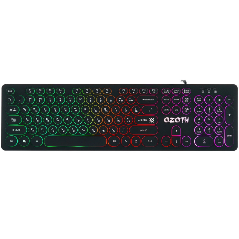 Клавиатура проводная игровая DEFENDER Ozoth GK-106 RU,черный,радужная,104+FN 