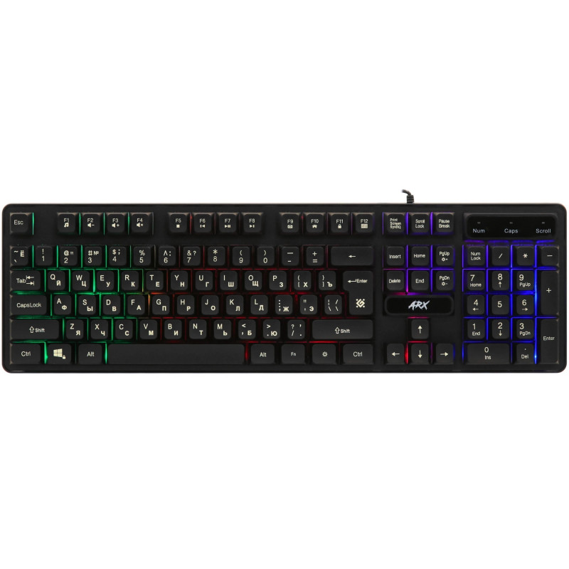 Клавиатура проводная игровая DEFENDER Arx GK-196L RU,радужная подсветка 