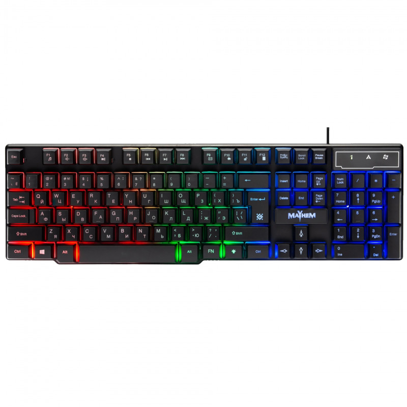 Клавиатура проводная игровая DEFENDER Mayhem GK-360DL RU,RGB подсветка,19 Anti-Ghost 