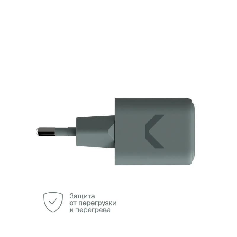 Быстрое зарядное устройство COMMO Core 20 2xUSB-C, 20 Вт, Серо-зелёный