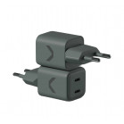 Быстрое зарядное устройство COMMO Core 20 2xUSB-C, 20 Вт, Серо-зелёный