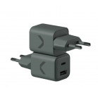 Быстрое зарядное устройство COMMO Core 20 1xUSB-C + 1xUSB-A, 20 Вт, Серо-зелёный
