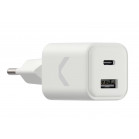 Быстрое зарядное устройство COMMO Core 20 1xUSB-C + 1xUSB-A, 20 Вт, Белый