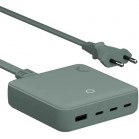 Быстрое зарядное устройство COMMO 100W Station Charger 3xUSB-C + 1xUSB-A, 100 Вт, Серо-зелёный