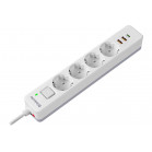 Удлинитель с сетевым фильтром DEFENDER DFS 143 3 м,белый,4розетки,USB+TypeC 