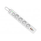 Удлинитель с сетевым фильтром DEFENDER DFS 143 3 м,белый,4розетки,USB+TypeC 