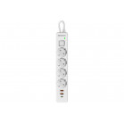 Удлинитель с сетевым фильтром DEFENDER DFS 143 3 м,белый,4розетки,USB+TypeC 