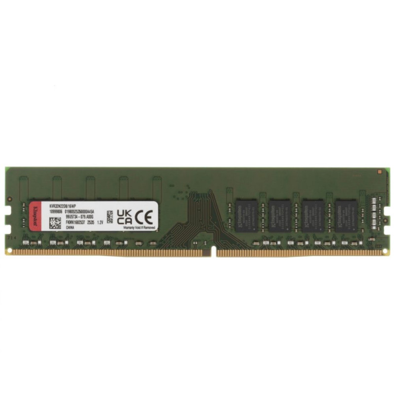 Оперативная память Kingston DDR4 16GB 3200Mhz DIMM PC4-25600, KVR32N22D8/16