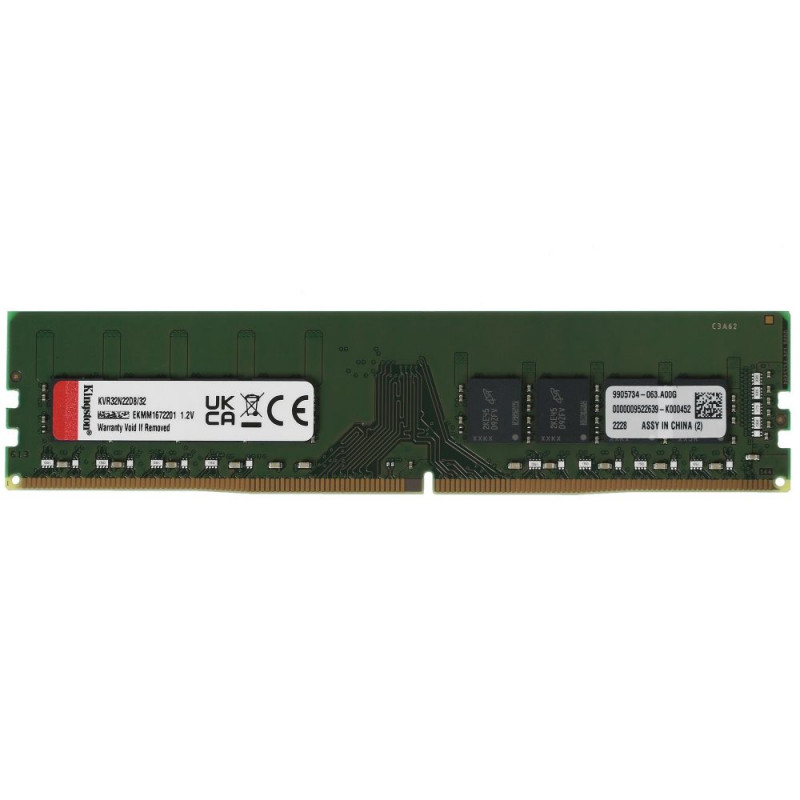 Оперативная память Kingston DDR4 32GB 3200Mhz DIMM CL22 2Rx8 KVR32N22D8/32