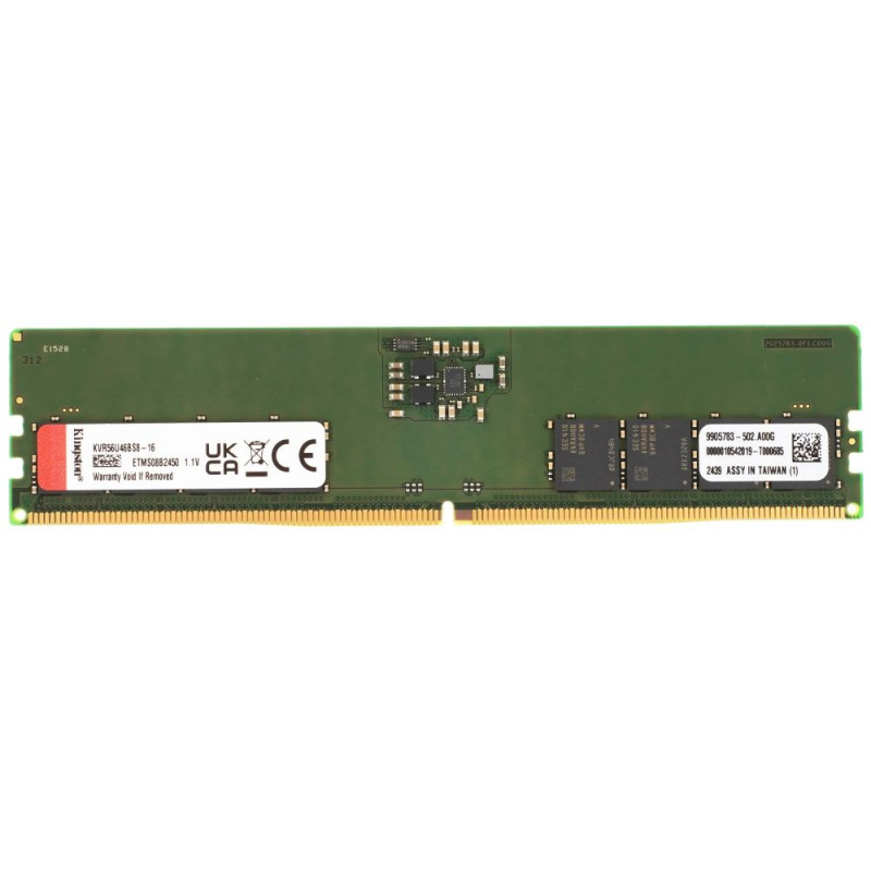 Оперативная память Kingston DDR5 16GB 5600Mhz DIMM CL46 KVR56U46BS8-16