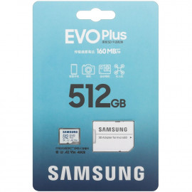Карта памяти Samsung EVO Plus MicroSDXC MB-MC512SA/CN 512GB A2 U3 V30 +SD Adapter
